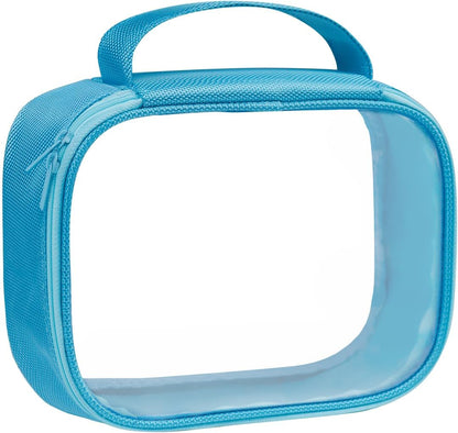 Moyad TSA Approved Clear Toiletry Bag, 1 Pack Quart Size 3-1-1 Liquids Pouch for Travel, Transparent Makeup & Cosmetic Organizer for Women Men, Blue