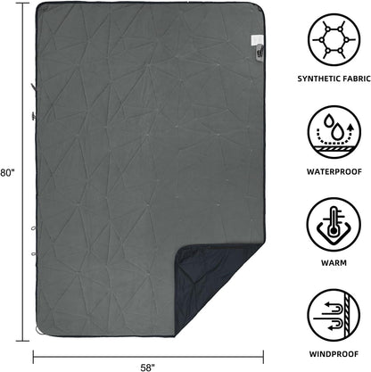 Outdoor Waterproof Blanket, Foldable Fleece Stadium Blanket for Outdoor Sports Event, Camping, Concerts, Car, Pet, Picnics - Windproof, Wearable, Machine Washable 80" x 58"