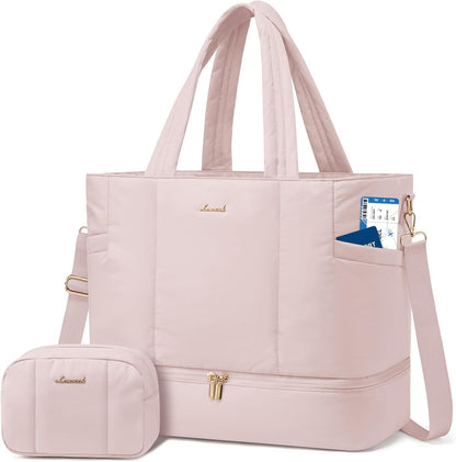 LOVEVOOK Travel Duffle Bag, Puffer Weekender Bags for Women with Shoe Compartment, Carry On Overnight Hospital Bag, Gym Tote