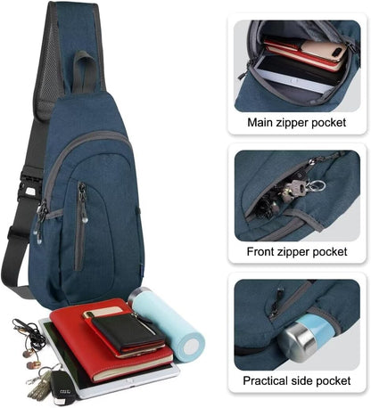 TITECOUGO Small Sling Bag, Lightweight Crossbody Backpack for Men Women, Shoulder Bag for Sports and Outdoor