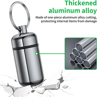 3 Pack Small Pill Box, Airtight Aluminum Alloy Pill Organizer Travel Pill Case for Purse Portable Medicine Box Bottle for Medication, Fish Oil, Supplements Storage