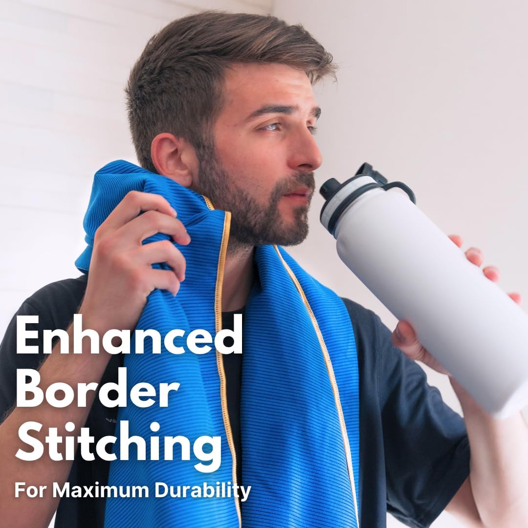 ECCOSOPHY Microfiber Beach Towel – Quick Dry Gym Towel, Highly Absorbent with Ribbed Texture, Lightweight – Ideal for Travel, Pool, Yoga, Fitness & Outdoor Adventures – 71x35 Navy