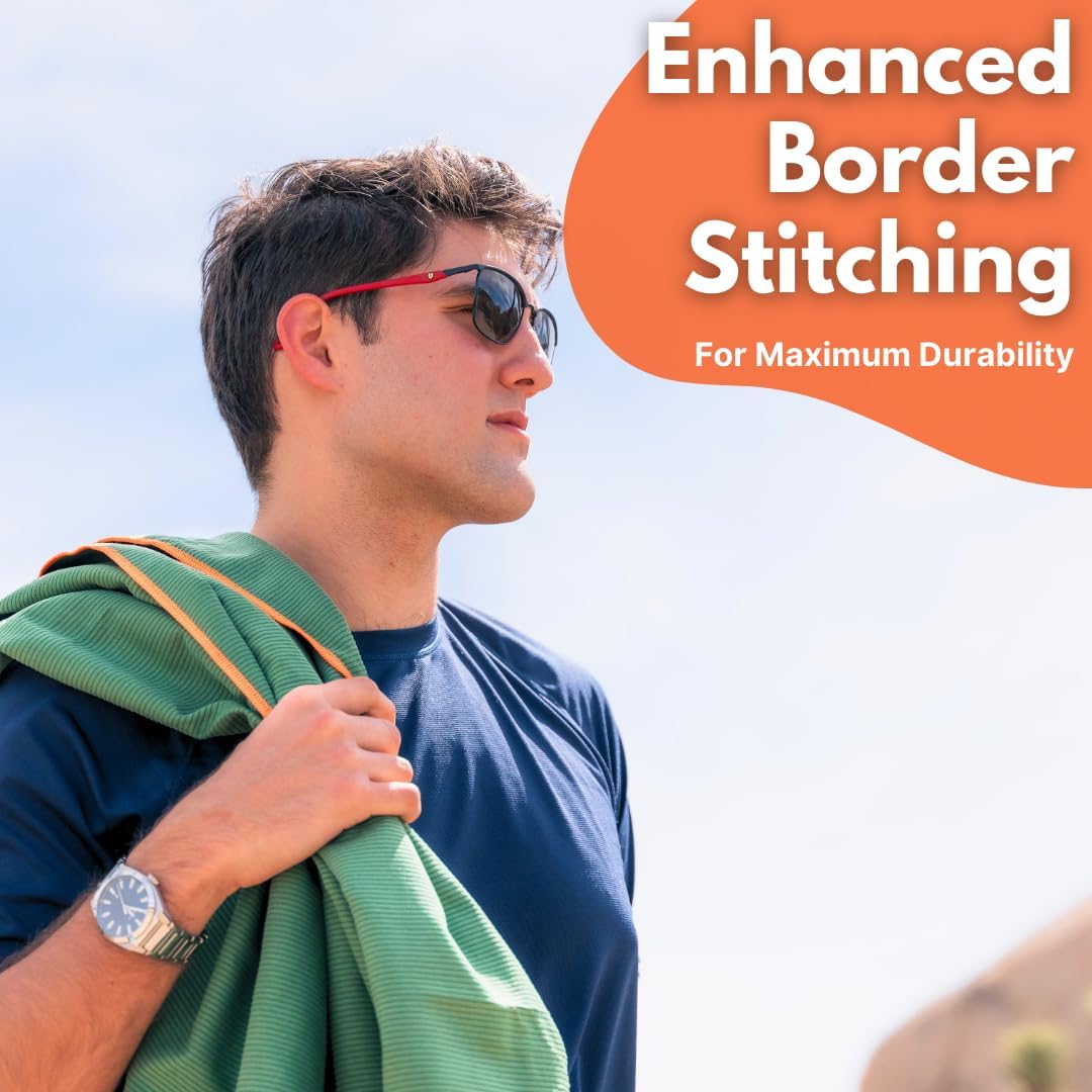 ECCOSOPHY Microfiber Beach Towel – Quick Dry Gym Towel, Highly Absorbent with Ribbed Texture, Lightweight – Ideal for Travel, Pool, Yoga, Fitness & Outdoor Adventures – 60x30 Fern