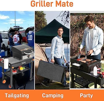 Grill Table with Cover, Folding Grill Stand Solid and Sturdy