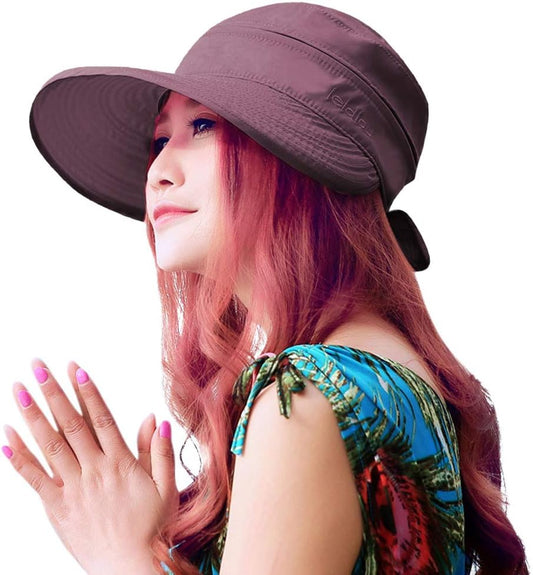 HINDAWI Sun Hats for Women with UV Protection Wide Brim Sun Hat Visor Summer Beach Outdoor Foldable Womens Cap