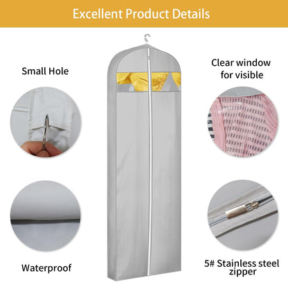 65" Dress Bags for Gowns Long, Dress Garment Bags for Hanging Clothes, Dress Bags for Closet Storage and Traveling, Foldable Dress Cover