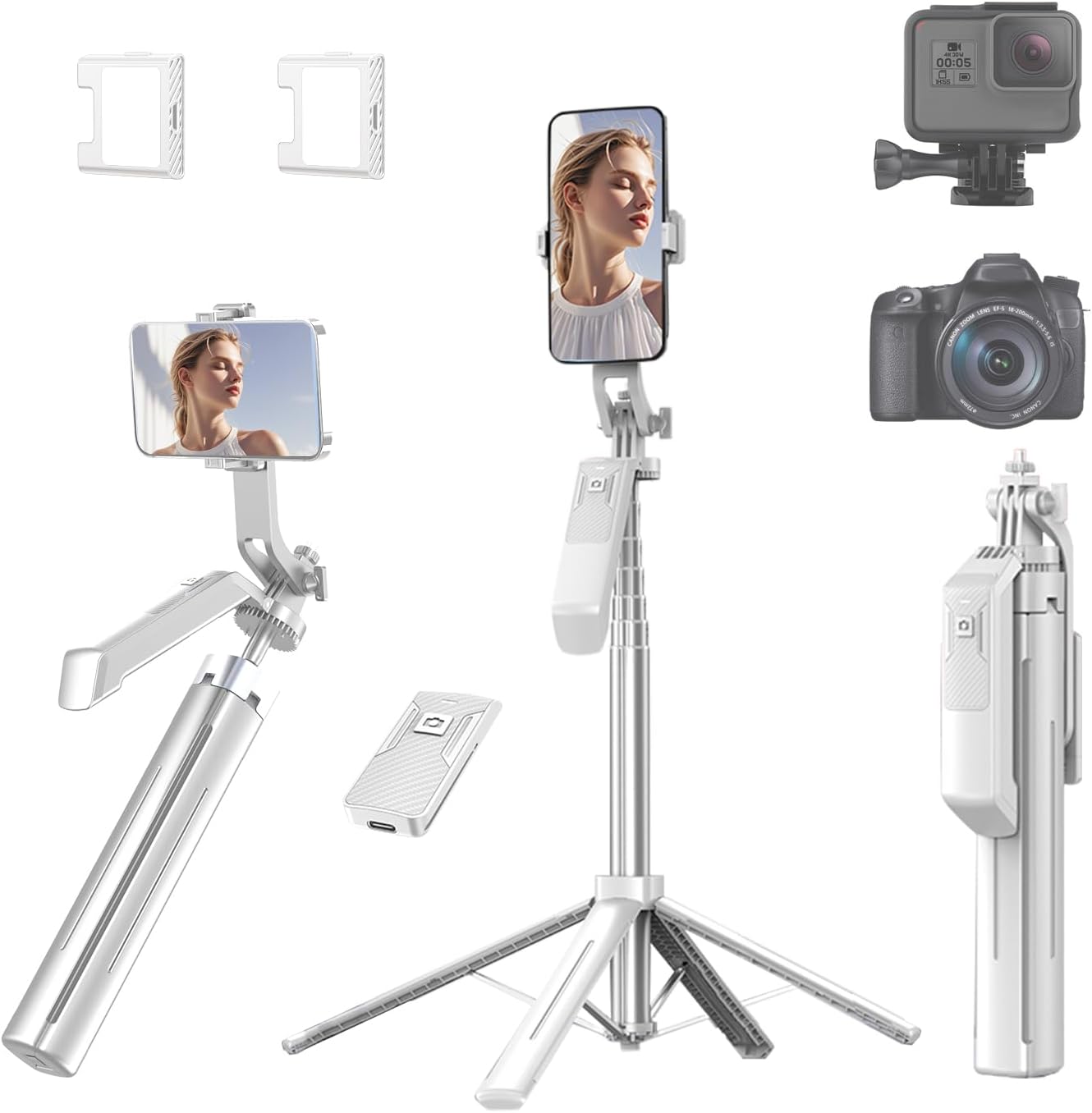 71" Selfie Stick Phone Tripod with Wireless Remote & 2 LED Fill Lights, Extendable Aluminum Phone Stand for iPhone/Android/Camera, Portable Travel Tripod for Vlogging, Live Streaming, Video Recording