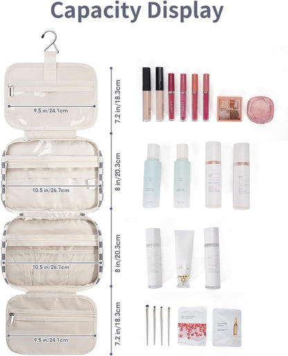 Narwey Hanging Toiletry Bag for Women Travel Makeup Bag Organizer Toiletries Bag for Travel Size Essentials Accessories Cosmetics (Grayish Blue Checkerboard (Medium))