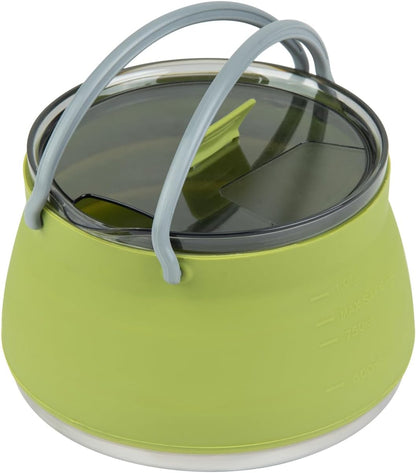 Restaurantware-Hi Tek 1 Liter Collapsible Camping Kettle, 1 Portable Cook Pot - With Perforated Lid, Stainless Steel Bottom, Silicone Camping Coffee Pot, With High Heat Nylon Handles, For Travel
