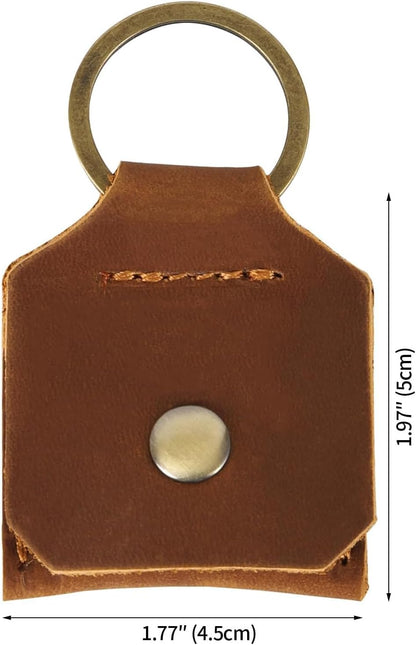 Jack&Chris Genuine Leather SD Card Holder Keychain, Anti-Shock Anti-Dust SD Card Case, Portable Camera Accessories for SD CF CFexpress Micro SD Nano SIM and Micro SIM Cards, Brown