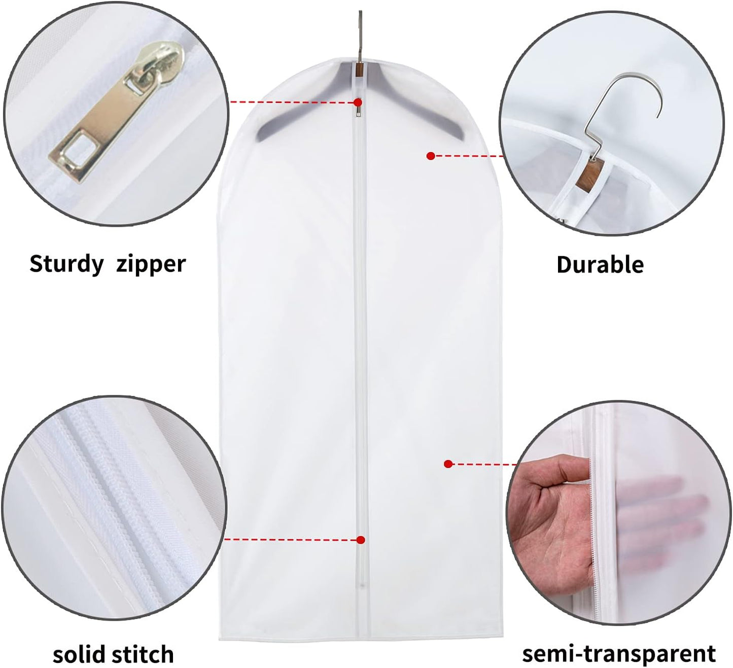 36" Women Suit Bags, Garment Bags For Hanging Clothes, Plastic Garment Bags for Closet Storage, Suit Cover Bags with Zipper for Short Coats, Jackets, Shirts 24"x36"/ 6 Pack (24" x 36" 6 Pack)