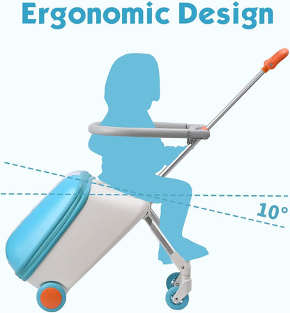 Kids Ride-on Luggage with Spinner Wheels Suitcase, Kid's Ride-On Suitcase Help Your Child Relax, Carry On Trolley Luggage (lightBlue)