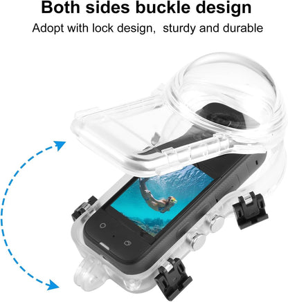 Invisible Dive Case for Insta360 X4, FotStdio Insta 360 X4 Waterproof Case 50m/164ft Underwater Diving Housing Cover Protective Sealed Shell Photography Housings Action Camera Accessories