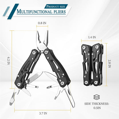 MINI Multitool Pliers, Birthday Christmas Gifts for Men Boyfriend Dad Husband Women, Pocket Knife 14-In-1, Rugged and Practical Portable Computer and Bike Gadgets, Black Camping and Survival Tools