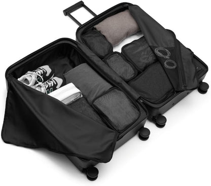 D_b_ Ramverk Pro Large Check-In 28 Inch Hardside Luggage Extra Protection Aluminum Frame, Silent 360 Spinner Wheels, TSA Lock, Interior Laptop Compartment and Two Zipper Dividers - Black Frame/Black