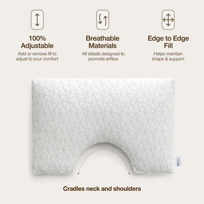 Coop Home Goods Original Cut-Out Adjustable Pillow, Queen Size Bed Pillows for Neck & Head Support, Memory Foam Pillows - Medium Firm for Side Sleeper, CertiPUR-US/GREENGUARD Gold