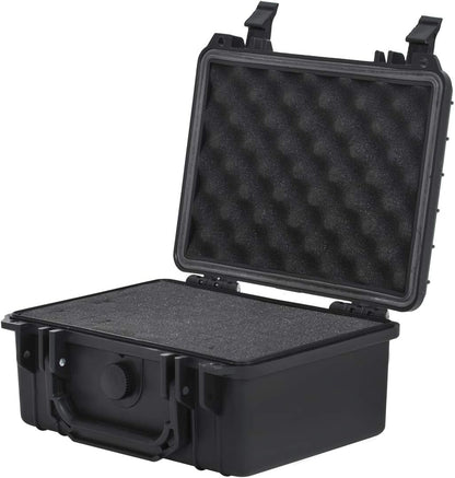 MEIJIA Portable Waterproof Protective Hard Case,Compact Camera Case with Customizable Fit Foam,Elegant Black,Fit for Drones,Camera,Lens, 9.17inchx7.56inchx4.33inch, Black, Dry Case
