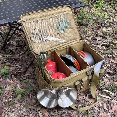 Tactical Camping Storage Bag 18L Utility Tote Bag Camp Kitchen and Trunk Organizer (Khaki)