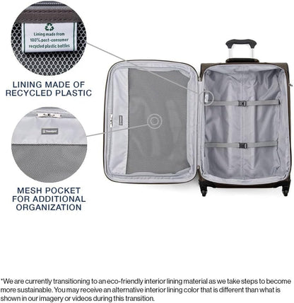 Travelpro Maxlite 5 Softside Expandable Checked Luggage with 4 Spinner Wheels, Lightweight Suitcase, Men and Women, Mocha, Checked Medium 25-Inch