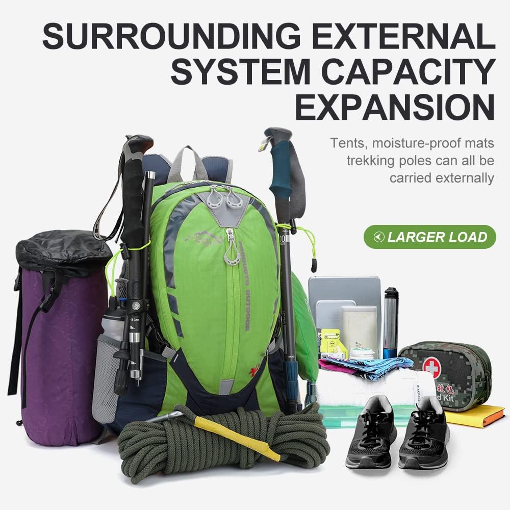 INOXTO Small Hiking Backpack with 2L Water Bladder and Rain Cover, 25L Hydration Backpack Hiking Daypack (Green)