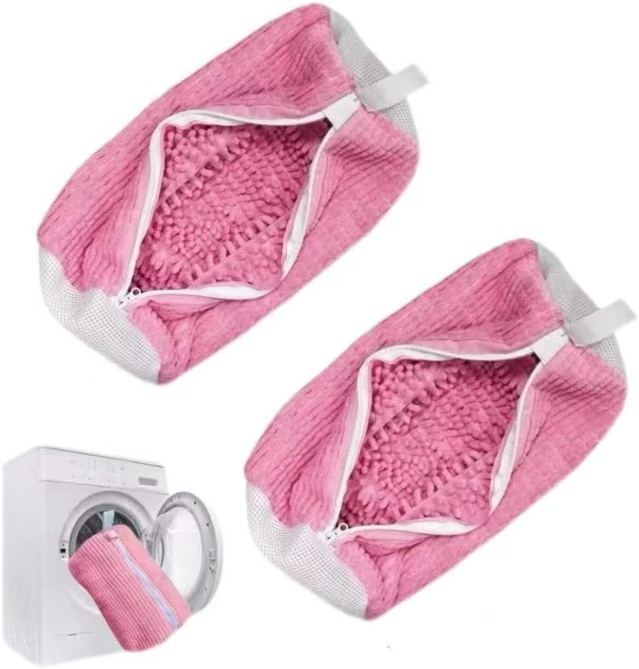 Laundry Shoe Bags for Washing Machine, 2Pcs Shoe Washing Machine Bag Shoe Laundry Bag for Washer and Dryer (Pink-2Pcs)