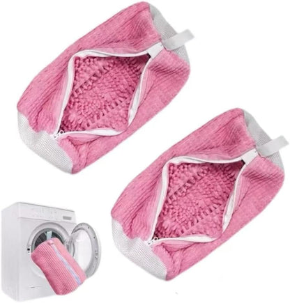 Laundry Shoe Bags for Washing Machine, 2Pcs Shoe Washing Machine Bag Shoe Laundry Bag for Washer and Dryer (Pink-2Pcs)