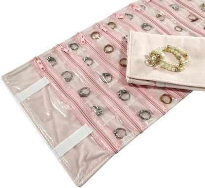 Travel Jewelry Roll Bag Portable Organizer Pouch With Grids&PVC Cover Storage Bags for Necklace, Bracelet, Bracelet,Ring, Badge, Pendant