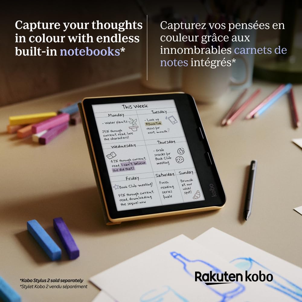 Kobo Libra Colour | eReader | 7” Glare-Free Colour E Ink Kaleido™ 3 Display | Dark Mode Option | Audiobooks | Waterproof | White