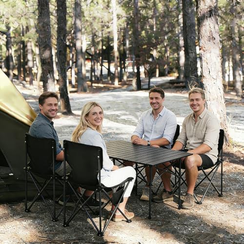 Camping Table with 4 Chairs, Portable Folding Picnic Table Set