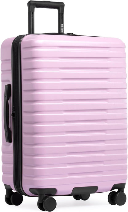 U.S. Traveler Boren Polycarbonate Hardside Rugged Travel Suitcase Luggage with 8 Spinner Wheels, Aluminum Handle, Lavender, Checked-Medium 26-Inch