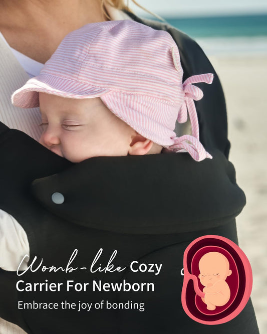 GROWNSY Baby Carrier Newborn to Toddler, Cozy Baby Wraps Carrier, Ergonomic Baby Carrier with Head Support, Black
