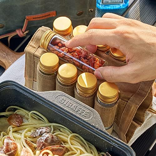 Camping Spice Kit, 9 Jars with Labels & Funnel (CAMEL BROWN)