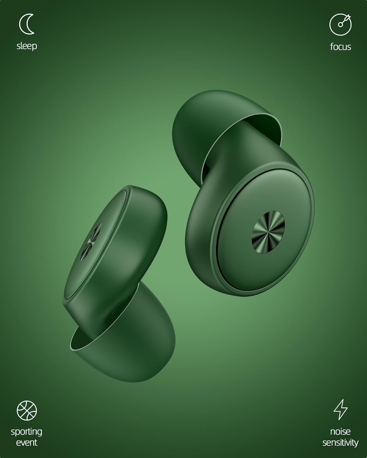 45dB Ear Plugs for Sleeping 0.1oz Ultra-Comfy Noise Cancelling Ear Plugs for Concerts, Deep Focus, Travel, Noise Reduction Ear Plug with 8 Ear Tips Reusable Earplugs with Carry Case Green