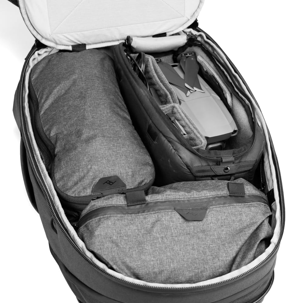 Peak Design Travel Backpack 30L, Black, Expandable 27-33L Design, Rear and Top Access, Weatherproof Shell, Laptop Sleeve, Ideal for Travel or Everyday Carry, Versatile Backpack for Men and Women