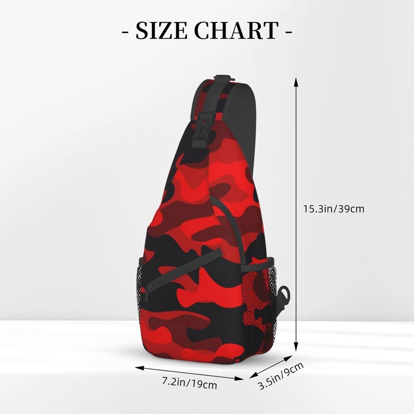 SUPLUCHOM Sling Bag Military Camouflake Camo Red Black Hiking Daypack Crossbody Shoulder Backpack Travel Chest Pack for Men Women Over 12 Years Old