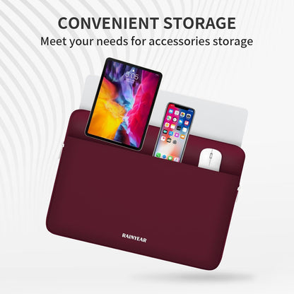 RAINYEAR Laptop Sleeve Case 13.3 Inch, Protective Portable Case with Front Pocket, Briefcase Handbag Laptop Bag Compatible with MacBook Air/Pro 13-13.3 inch, MacBook Pro 14 inch, Red