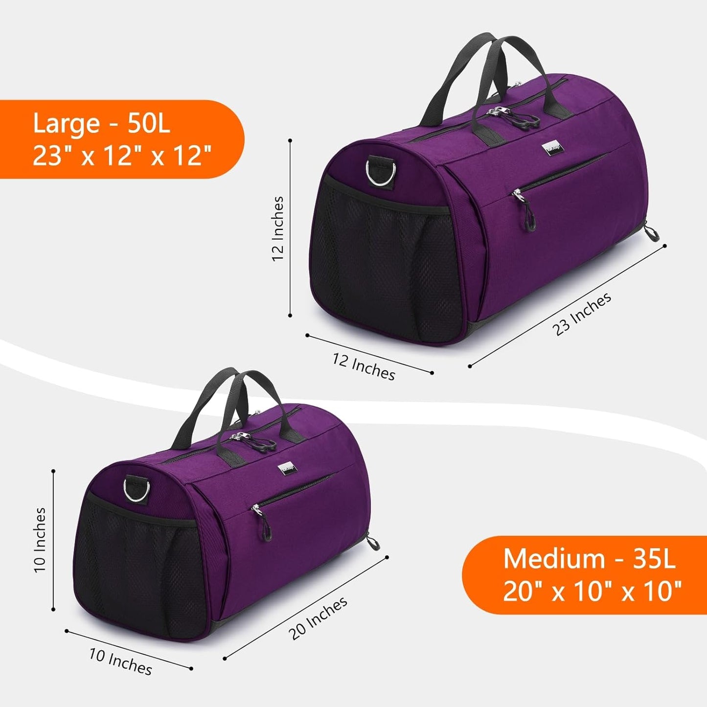 TOPDesign Gym Bag for Women & Men, Unisex Duffel Bag with Shoe Compartment & Wet Pocket for Travel Sports Gym (L Purple)