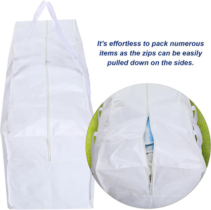 4 Pcs 66 Gallon Large Moving Bags with Zipper and Handles Foldable Storage Duffle Bags Heavy Duty Extra Large Totes for College Dorm Travel Clothes Blankets Bedding Moving(White)