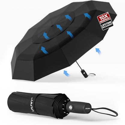Windproof Travel Umbrella Compact, Automatic Open Close Umbrellas for Rain,Fiberglass Frame, Vented Triple Layer