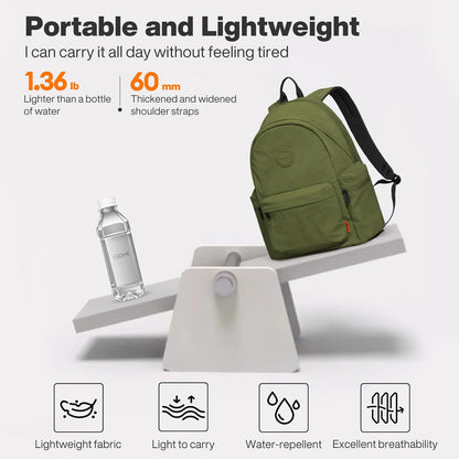 mixi Outdoor Lightweight Backpack Casual Carry On Laptop Backpack Travel Bookbag for Women Men, Water Resistant Durable Hiking Bag for Camping Weekender Sports College Work, 17 Inch, Jungle Green