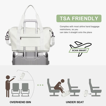 Travel Duffel Bag, Sports Tote Gym Bag, Shoulder Weekender Overnight Bag for Women