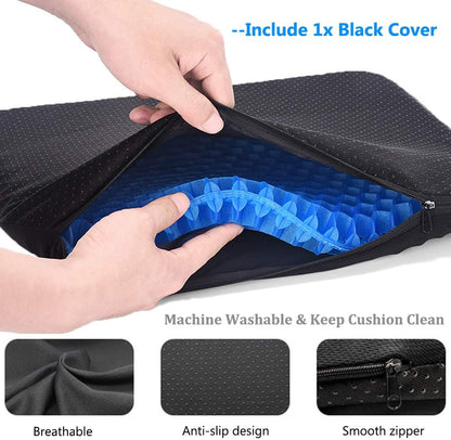 Gel Seat Cushion, Office Seat Cushion Chair Pads for Office Home Car Wheelchair Long Trips - Extra Large Gel Cushion for Pressure Sores, Tailbone, Back, Sciatica Pain Relief (Extra Large, Blue)