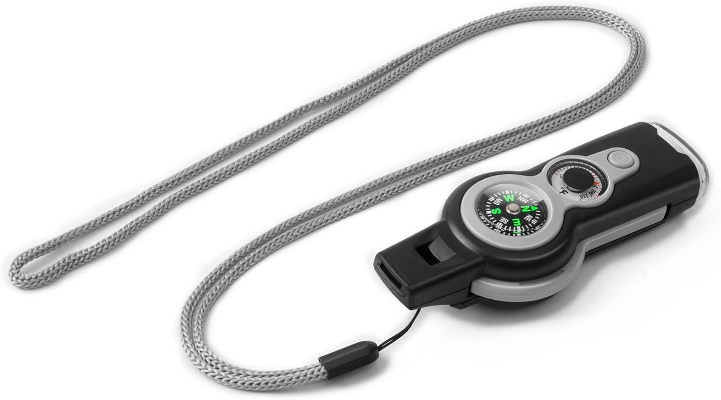 Emergency Survival Function Whistle, Outdoor Multifunctional Tool Safety Whistle with Lanyard, Ideal for Kayaking, Boating, Hiking, Camping, Climbing, Hunting, Fishing, Rescue Signaling