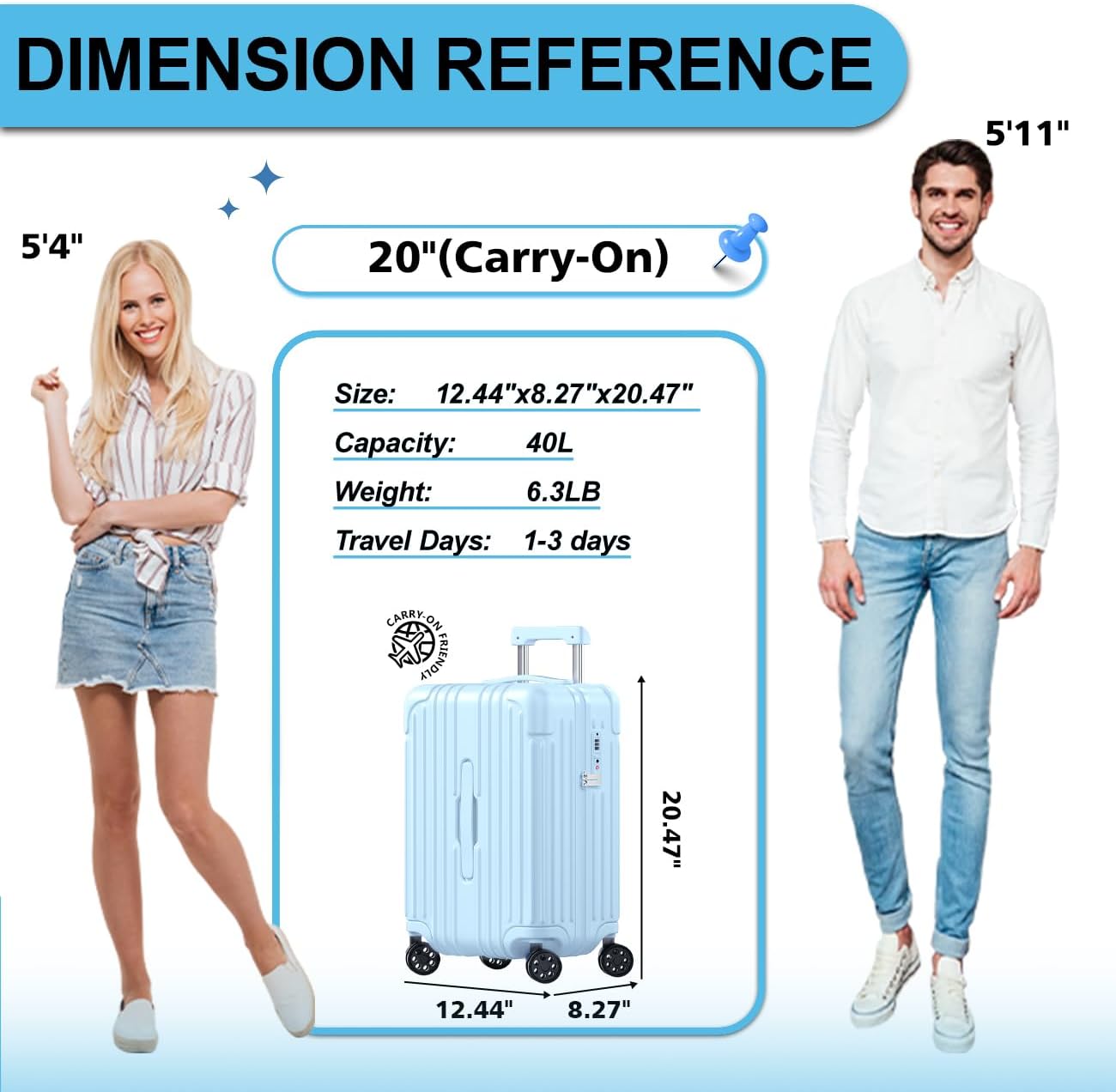 Krute Carry on Luggage 20 Inch Suitcases with Spinner Wheels Hardside Luggages Cup Holder Carry Suitcase USB Charger Port PC+ABS with TSA Lock