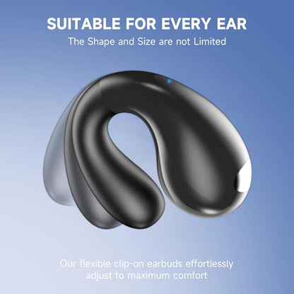 Open Ear Earbuds Wireless Bluetooth 5.4 Earphones, Flexible Clip On Ear buds with 36H Playtime LED Display Bone Conduction Headphones, IPX7 Waterproof Light Weight Earbuds Fit for Every Ear, Sports