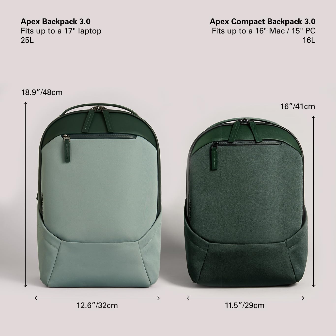Troubadour Apex Backpack 3.0-25L Premium Laptop Backpack - Ergonomic & Water Resistant - Designed for Work and Travel - Green Smoke & Obsidian Green