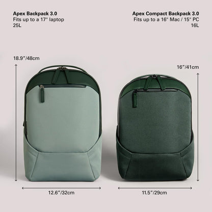 Troubadour Apex Backpack 3.0-25L Premium Laptop Backpack - Ergonomic & Water Resistant - Designed for Work and Travel - Green Smoke & Obsidian Green