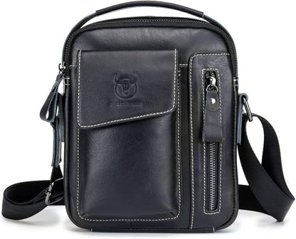 KPYWZER Genuine Leather Shoulder Bag Small Men Messenger Pack Handbag Sling Crossbody Bag Man Purse for Business