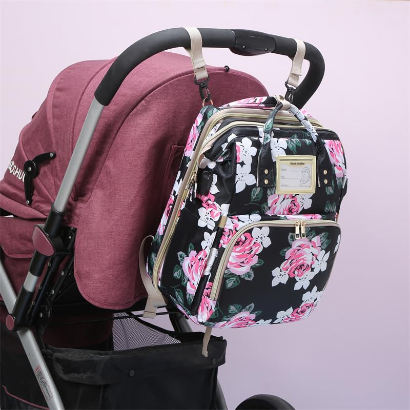 Diaper Bag Backpack with Changing Station, Foldable for Bady Toddler, 3 in 1 Large Capacity Newborn Essentials Organizer with Stroller Hook for Girls and Boys（Blue）