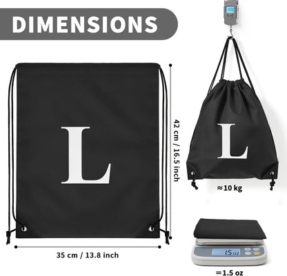 ZOMFELT 6Pcs Drawstring Backpack Drawstring Gym Bags, Foldable Draw String Backpack with Multiple Colors and Letters, Lightweight Polyester Cinch Bag for Gift, Beach, Sports, Travel, Swim (Letter L)